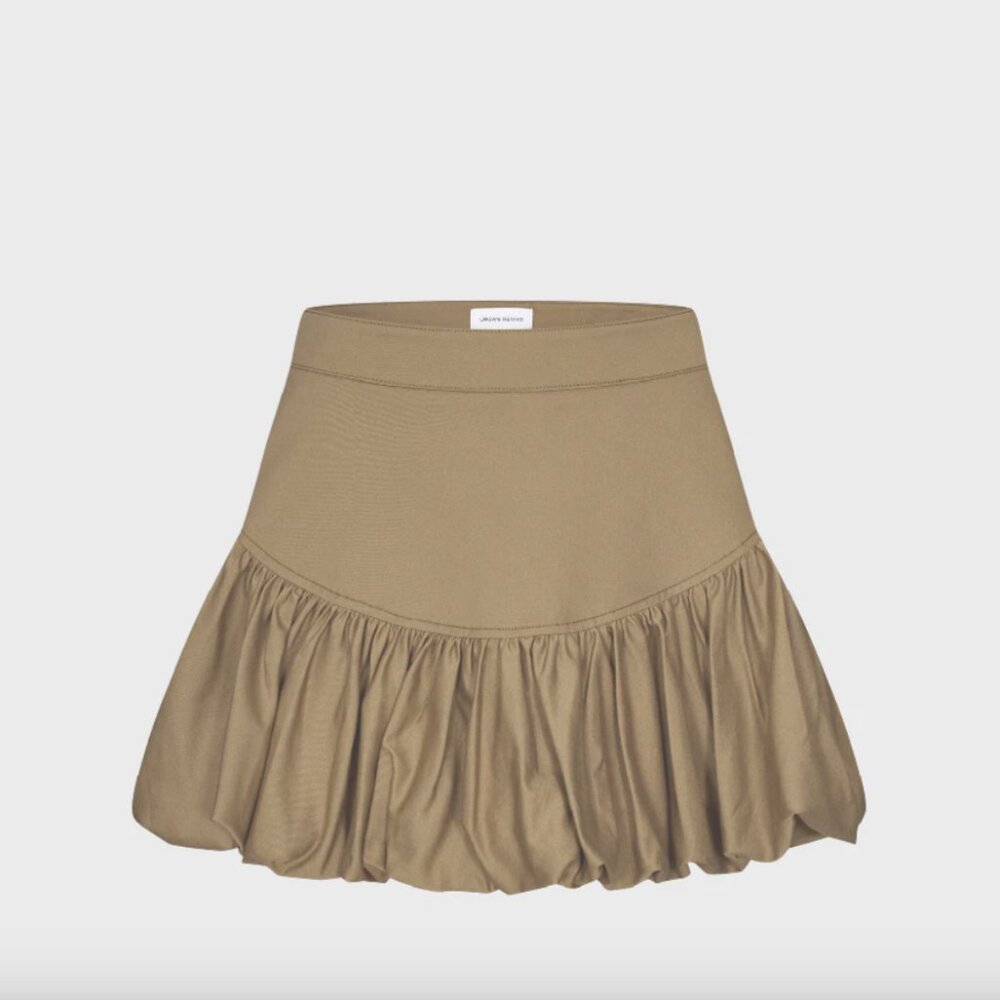 Gathered Hem Mini Skirt in Khaki